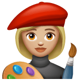 Whatsapp design of the woman artist: medium-light skin tone emoji verson:2.23.2.72