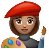 Whatsapp design of the woman artist: medium skin tone emoji verson:2.23.2.72