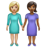 Whatsapp design of the women holding hands: medium-light skin tone medium-dark skin tone emoji verson:2.23.2.72