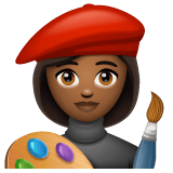 Whatsapp design of the woman artist: medium-dark skin tone emoji verson:2.23.2.72