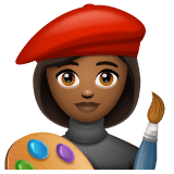 Whatsapp design of the woman artist: medium-dark skin tone emoji verson:2.23.2.72