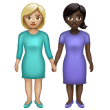 Whatsapp design of the women holding hands: medium-light skin tone dark skin tone emoji verson:2.23.2.72