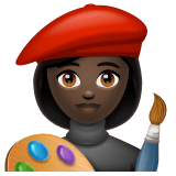 Whatsapp design of the woman artist: dark skin tone emoji verson:2.23.2.72