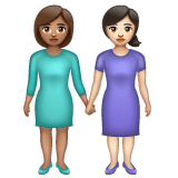 Whatsapp design of the women holding hands: medium skin tone light skin tone emoji verson:2.23.2.72