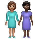 Whatsapp design of the women holding hands: medium skin tone dark skin tone emoji verson:2.23.2.72