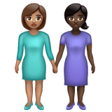 Whatsapp design of the women holding hands: medium skin tone dark skin tone emoji verson:2.23.2.72