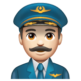Whatsapp design of the man pilot: light skin tone emoji verson:2.23.2.72