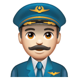 Whatsapp design of the man pilot: light skin tone emoji verson:2.23.2.72