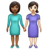 Whatsapp design of the women holding hands: medium-dark skin tone light skin tone emoji verson:2.23.2.72