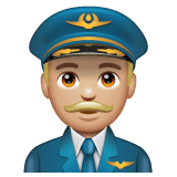 Whatsapp design of the man pilot: medium-light skin tone emoji verson:2.23.2.72