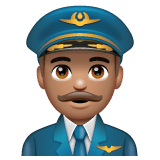 Whatsapp design of the man pilot: medium skin tone emoji verson:2.23.2.72