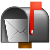 Whatsapp design of the open mailbox with raised flag emoji verson:2.23.2.72