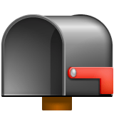 Whatsapp design of the open mailbox with lowered flag emoji verson:2.23.2.72