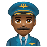 Whatsapp design of the man pilot: medium-dark skin tone emoji verson:2.23.2.72