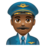Whatsapp design of the man pilot: medium-dark skin tone emoji verson:2.23.2.72