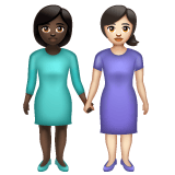 Whatsapp design of the women holding hands: dark skin tone light skin tone emoji verson:2.23.2.72