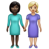 Whatsapp design of the women holding hands: dark skin tone medium-light skin tone emoji verson:2.23.2.72