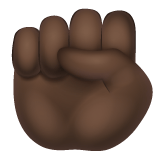 Whatsapp design of the raised fist: dark skin tone emoji verson:2.23.2.72