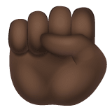 Whatsapp design of the raised fist: dark skin tone emoji verson:2.23.2.72