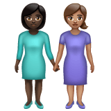 Whatsapp design of the women holding hands: dark skin tone medium skin tone emoji verson:2.23.2.72