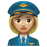Whatsapp design of the woman pilot: medium-light skin tone emoji verson:2.23.2.72