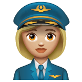 Whatsapp design of the woman pilot: medium-light skin tone emoji verson:2.23.2.72