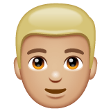 Whatsapp design of the person: medium-light skin tone blond hair emoji verson:2.23.2.72