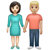 Whatsapp design of the woman and man holding hands: light skin tone medium-light skin tone emoji verson:2.23.2.72