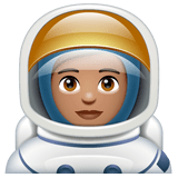 Whatsapp design of the astronaut: medium skin tone emoji verson:2.23.2.72