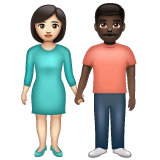Whatsapp design of the woman and man holding hands: light skin tone dark skin tone emoji verson:2.23.2.72