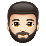 Whatsapp design of the person: light skin tone beard emoji verson:2.23.2.72