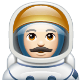 Whatsapp design of the man astronaut: light skin tone emoji verson:2.23.2.72