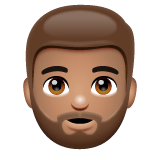Whatsapp design of the person: medium skin tone beard emoji verson:2.23.2.72
