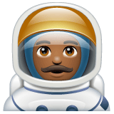 Whatsapp design of the man astronaut: medium-dark skin tone emoji verson:2.23.2.72