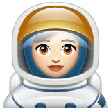 Whatsapp design of the woman astronaut: light skin tone emoji verson:2.23.2.72