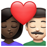 Whatsapp design of the kiss: woman man dark skin tone light skin tone emoji verson:2.23.2.72