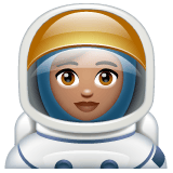 Whatsapp design of the woman astronaut: medium skin tone emoji verson:2.23.2.72