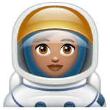 Whatsapp design of the woman astronaut: medium skin tone emoji verson:2.23.2.72