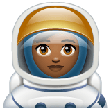 Whatsapp design of the woman astronaut: medium-dark skin tone emoji verson:2.23.2.72