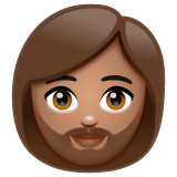Whatsapp design of the woman: medium skin tone beard emoji verson:2.23.2.72