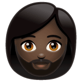 Whatsapp design of the woman: dark skin tone beard emoji verson:2.23.2.72