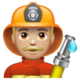Whatsapp design of the man firefighter: medium-light skin tone emoji verson:2.23.2.72