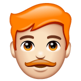 Whatsapp design of the man: light skin tone red hair emoji verson:2.23.2.72