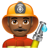 Whatsapp design of the man firefighter: medium-dark skin tone emoji verson:2.23.2.72