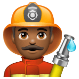 Whatsapp design of the man firefighter: medium-dark skin tone emoji verson:2.23.2.72