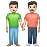 Whatsapp design of the men holding hands: light skin tone emoji verson:2.23.2.72