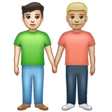 Whatsapp design of the men holding hands: light skin tone medium-light skin tone emoji verson:2.23.2.72