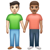 Whatsapp design of the men holding hands: light skin tone medium skin tone emoji verson:2.23.2.72