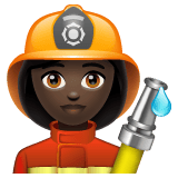 Whatsapp design of the woman firefighter: dark skin tone emoji verson:2.23.2.72