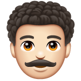 Whatsapp design of the man: light skin tone curly hair emoji verson:2.23.2.72